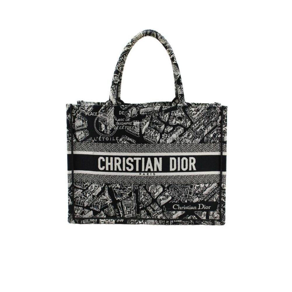 Christian Dior Women's Book Tote Black/White Top Handle Handbag